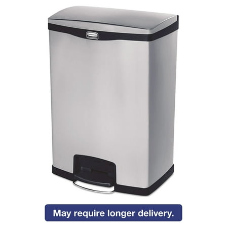 Rubbermaid Commercial Slim Jim Stainless Steel Step-On Container Front Step Style 24 gal Black