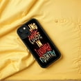 thumbnail image 4 of Vibrant Retro Design iPhone 15 Case - Lightweight Yellowing Resistant Bold " COUSE IN WOOMEG FENDTRY " Text on Black Background, 4 of 6