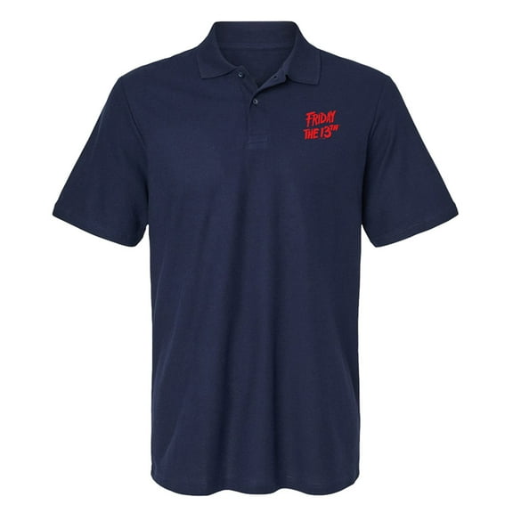 Friday The 13Th Logo Cotton Polo Shirt, Navy, X-Large