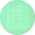thumbnail image 1 of Ahgly Company Machine Washable Indoor Round Persian Turquoise Blue Traditional Area Rugs, 4' Round, 1 of 4