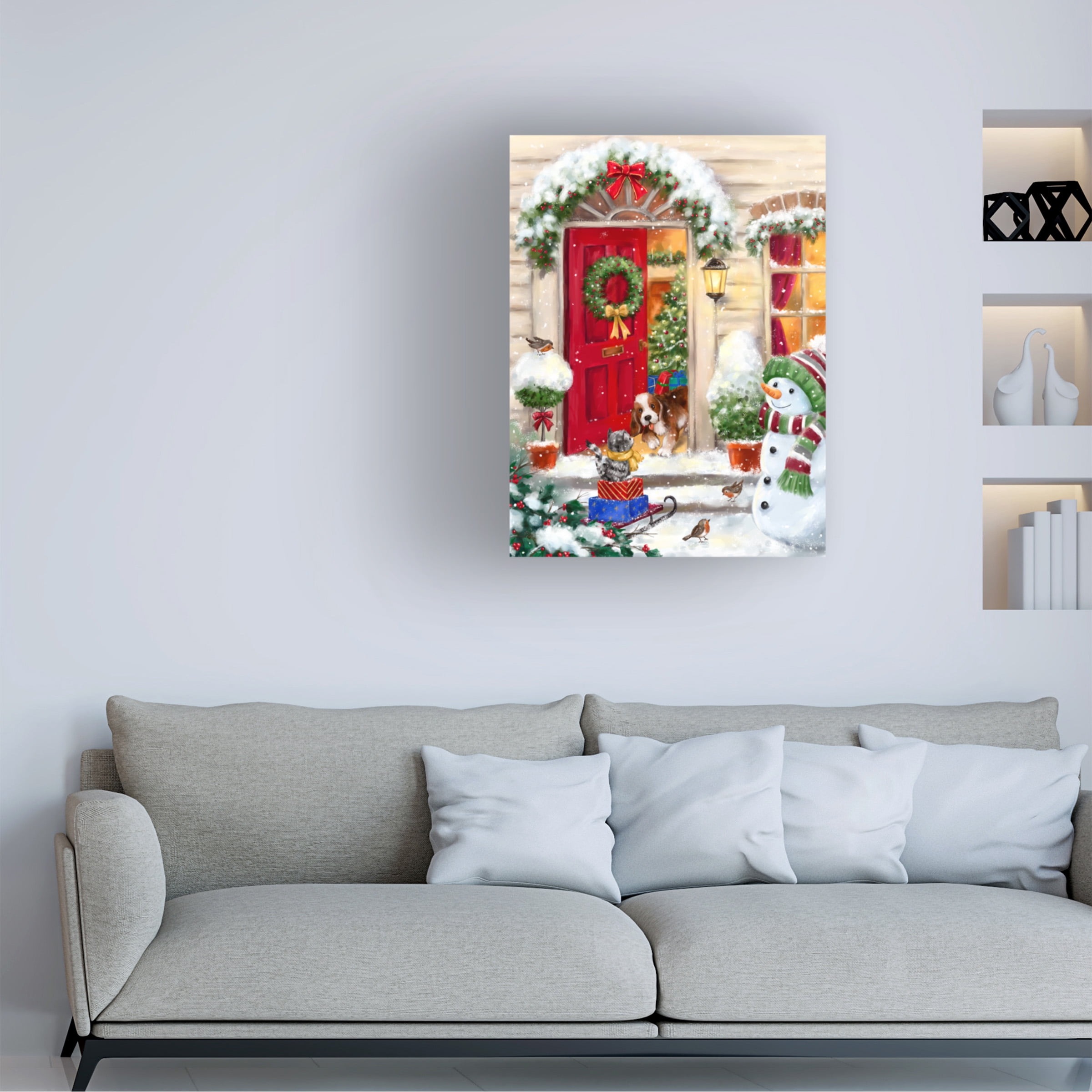 MAKIKO 'Christmas Red Door And Friends' Canvas Art