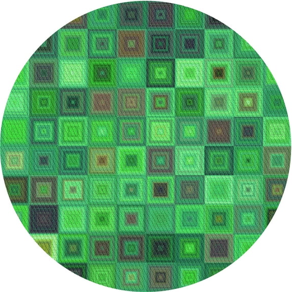 Ahgly Company Machine Washable Indoor Round Transitional Forest Green Area Rugs, 6' Round