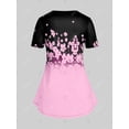 thumbnail image 3 of Camiseta con Estampado de Flores y Curvo en Talla Extra Rosegal Camisetas tallas grandes, 3 of 5