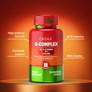 ORZAX Vitamin B Complex, Vegan, B Vitamins with Choline & Inositol - 120 Vegetable Capsules
