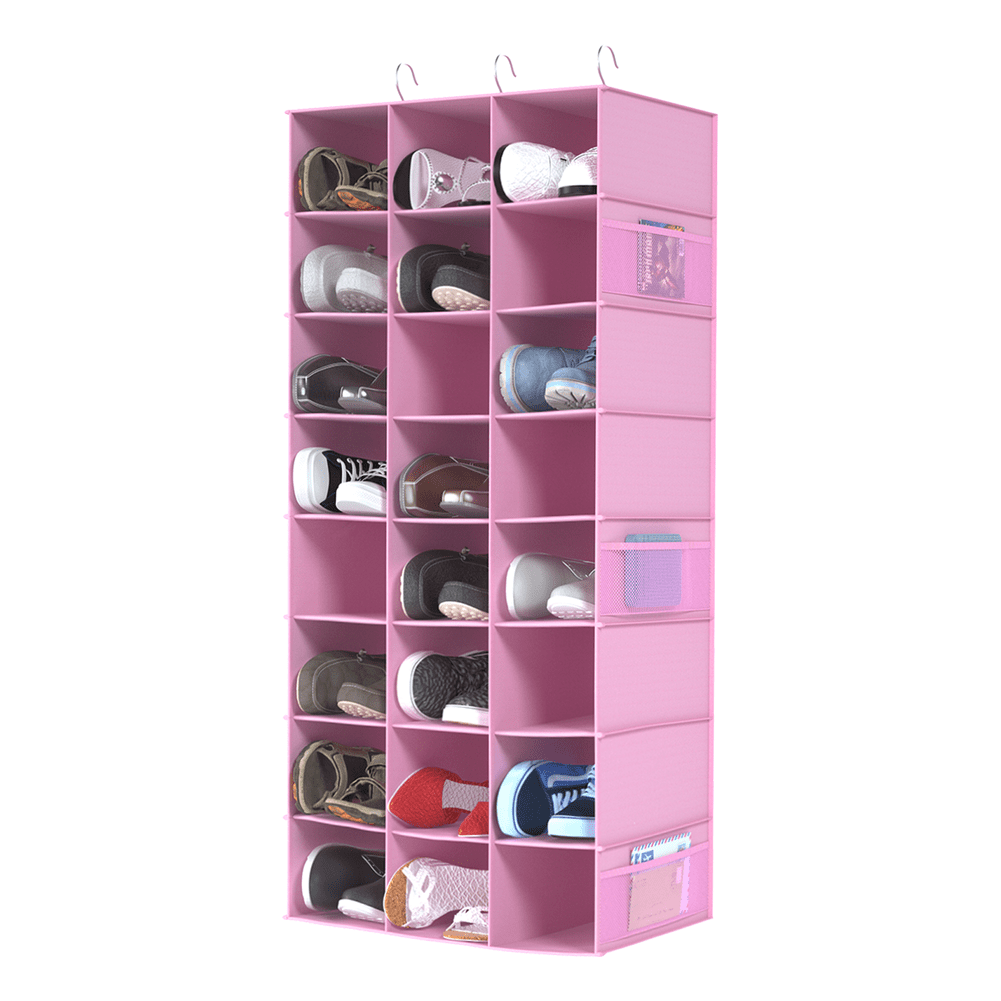 coastal rose Hanging Shoe Organizer for Closet, 24 Sections Shoe Holder Hanger Rack, Space