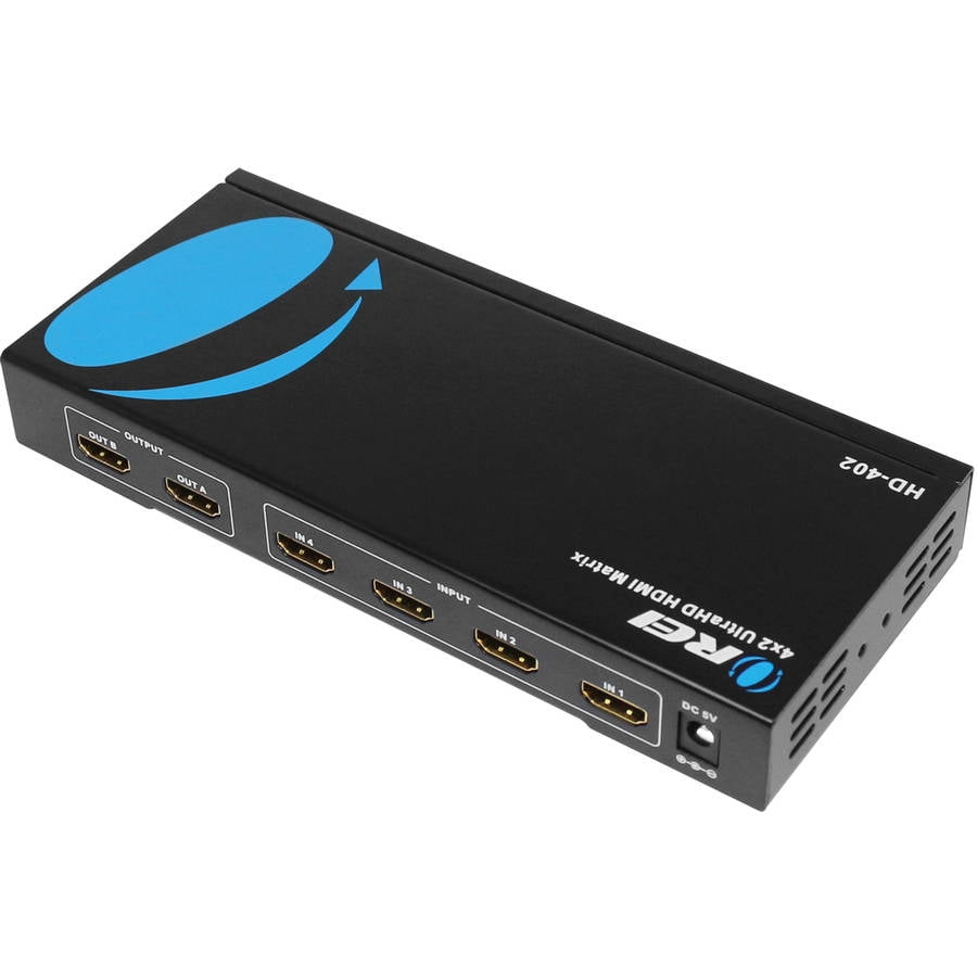 Orei HD-402 4x2 HDMI 1.4V Matrix Switch/Splitter with Remote Control