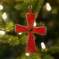 thumbnail image 2 of Glass Bead Cross Ornament - Fair Trade Christmas Decor Handmade in Uganda, East Africa, 2 of 2