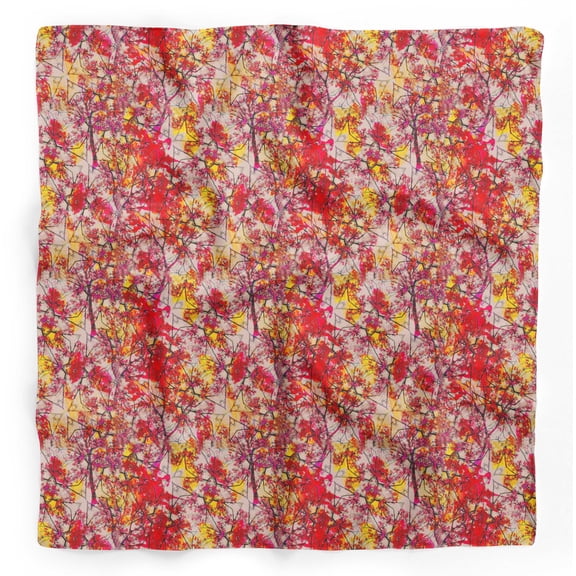 Bimba Orange Prints Digital Printed Pure Silk Scarf For Hair Neck Head Bandanas For Women 40 x 40 Inches