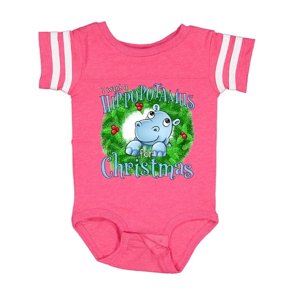 Inktastic I want a Hippopotamus for Christmas Boys or Girls Baby Bodysuit