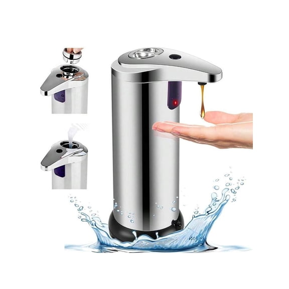 Electric Automatic Soap Dispenser, 280ml Stainless Steel Auto Handsfree Sensor Touchless Soap Dispenser For Kitchen Bathroom, AAA Batteries Powered