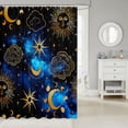 thumbnail image 2 of Manfei Boho Golden Sun Moon Shower Curtain 72Wx78L,Celestial Blue Nebula Bath Curtain, 2 of 5