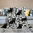 thumbnail image 2 of ARISTURING Cute Cats Throw Blanket Happy Halloween Lovely Pet Decor Blanket for Kids Boys Girls Kawaii Cartoon Black Animal Decor Flannel Blanket for Living Room Office, 2 of 6