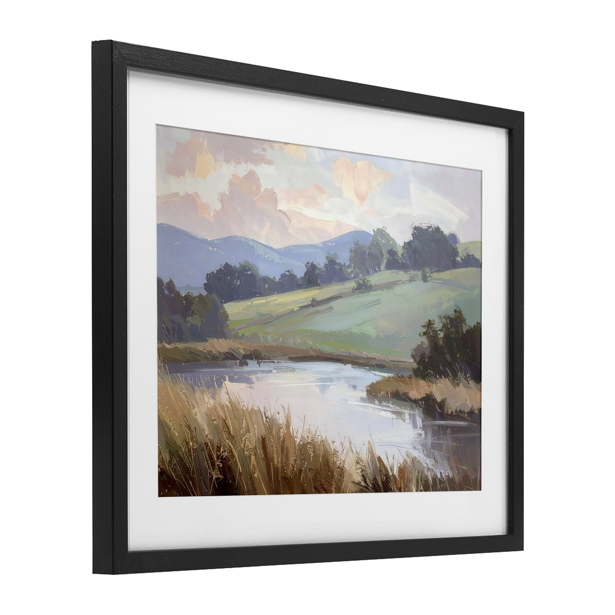 Stupell Industries Subtle Distant Mountains Black Framed Print Under Glass, design by Alonza Saunders