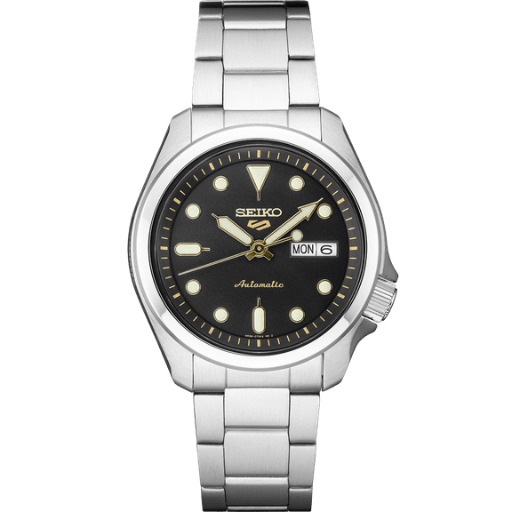 Seiko 5 Sports SRPE57 Black Dial Stainless Steel Day Date Automatic Men's Watch