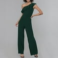 thumbnail image 2 of Usmixi Rompers for Women Fashion Ruffle Onn Shoulder Straight Leg Jumpsuits for Summer Casual Slash Neck Sleeveless Formal Solid Long Womens Jumpsuits on, 2 of 5