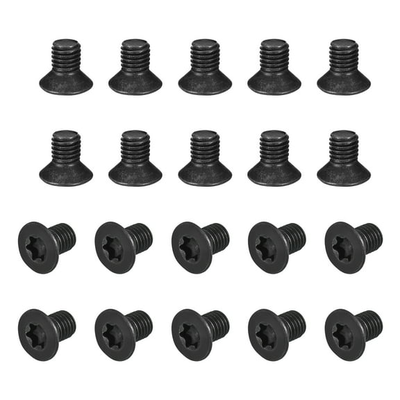 Uxcell M10-1.5x16mm Flat Head Torx Anti Theft Machine Screws, 20Pack 10.9 Grade Alloy Steel, Torx Drive, Countersunk Head, Full Thread, Black Oxide Finish