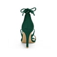 thumbnail image 2 of BLISSFUL STEP Chaussures pour Femmes Sandales à Talon Aiguille Haut à Bride Cheville à Nouer Bout Ouvert en Faux Suède Vert 10, 2 of 8