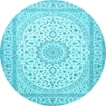 thumbnail image 1 of Ahgly Company Indoor Round Medallion Light Blue Traditional Area Rugs, 6' Round, 1 of 4