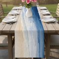 thumbnail image 4 of Blue Beach Coastal Cotton Linen Rectangle Table Runners 13"x60", Summer Ocean Nautical Seaside Coffee Table Runner Dresser Scarves Luxury Table Runners for Wedding Party Banquet Dinner Decor, 4 of 8