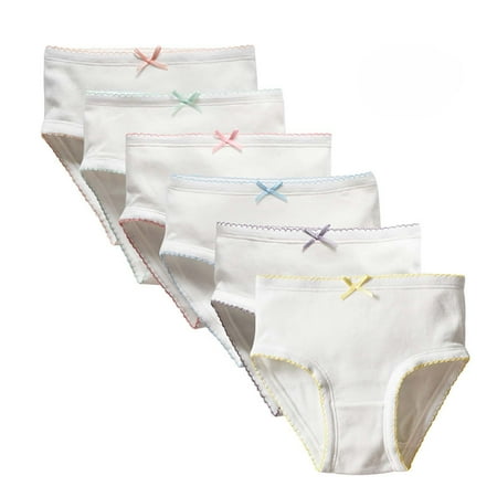 Posijego 6 Pack Girls Underwear Panties Cotton High Waist Breathable Panty Soft Comfort Briefs for Little Girl