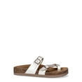 thumbnail image 2 of Time and Tru Women's Asymmetric Strap Flat Footbed Sandals, Sizes 6-11, Wide Width Available, 2 of 5