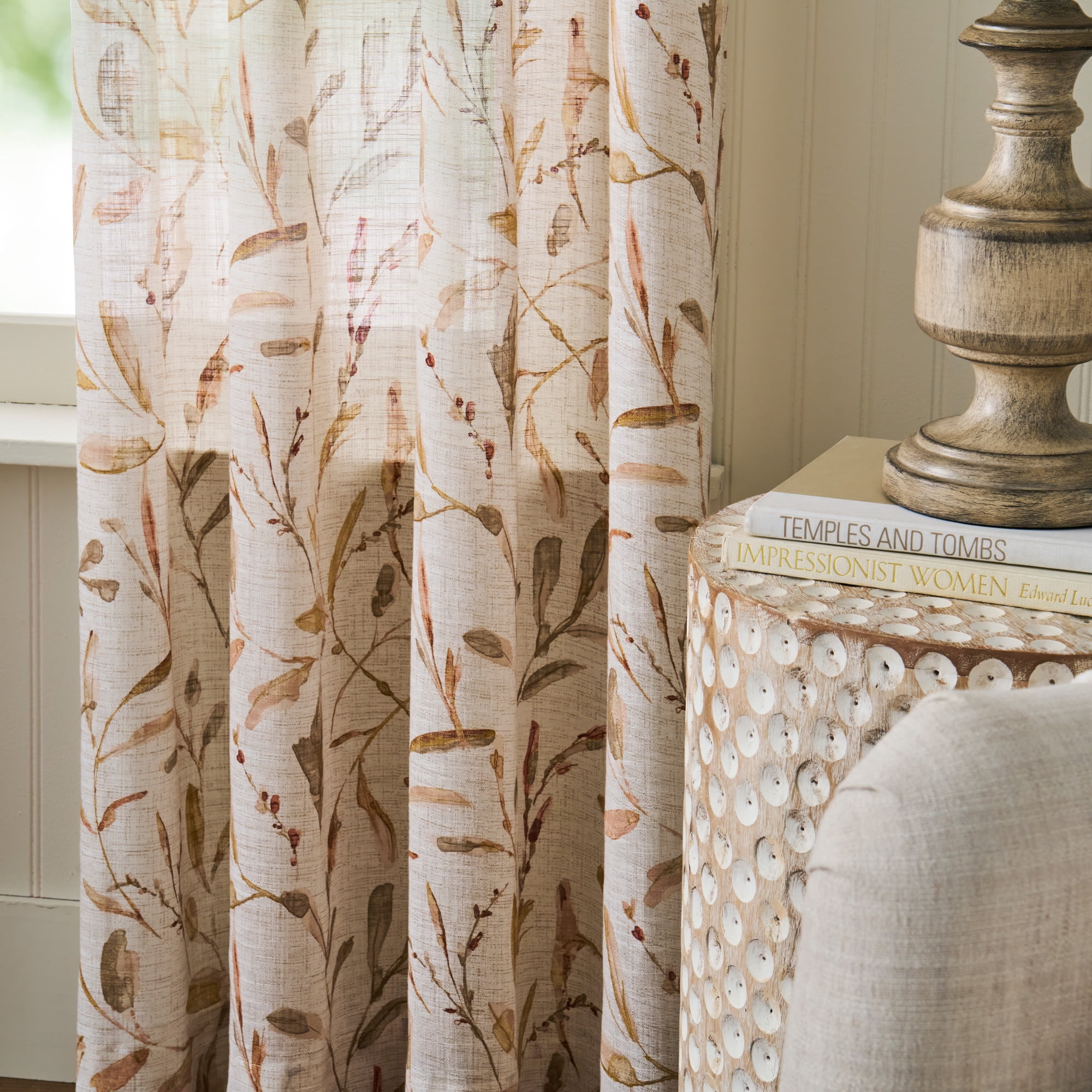 Martha Stewart Vernon Curtain Panel Pair, Clay, Back Tab, Light Filtering, Indoor, Adult, 2 Piece Set, 50" x 95"
