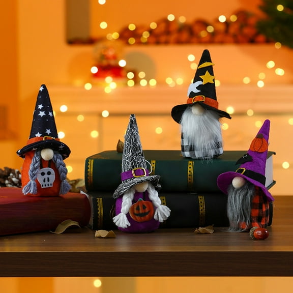 Floleo Halloween Decorative Hanging Ornaments Hanging Plush Gnomes Pumpkin Ghost Witch Decor Tree Ornaments For Halloween Home Party Decor