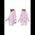 thumbnail image 3 of Suéter con Estampado de Corazón para Mujer, Sudadera de Punto de Larga con Gráfico de Amor, Camiseta Extragrande Rosa L, 3 of 6