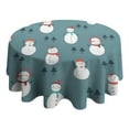 thumbnail image 4 of Blue Christmas Snowman Pattern Round Tablecloth 60"x60",Wrinkle Wipeable Table Cloth for Kitchen Dining Room Picnic Patio Party, 4 of 6