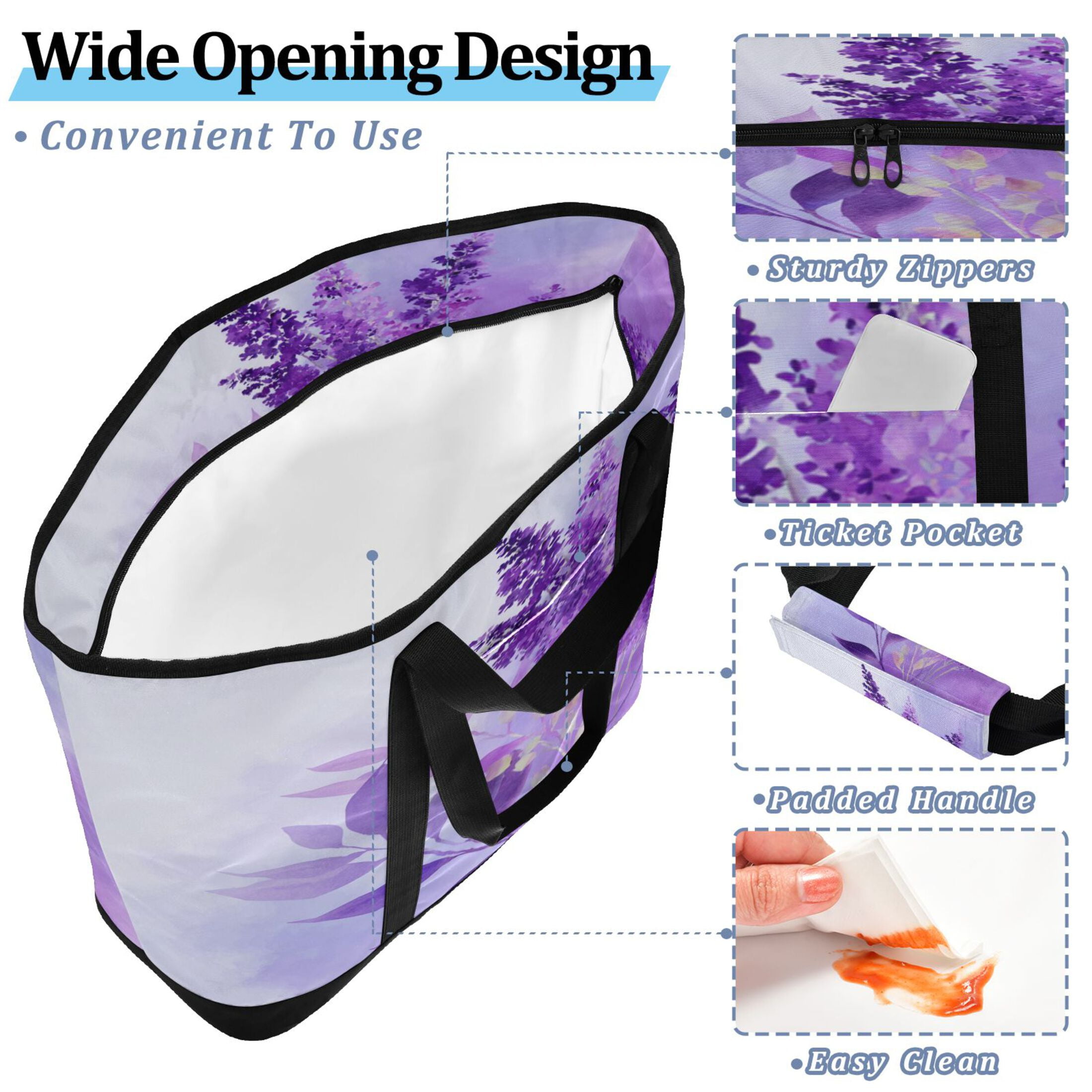Extra-Large Wide Opening Design Capacity Hand-Held Ice Pack Thickened Insulation Layer For Long-Lasting Cold Retention For Outdoor Shopping Picnics And Camping Watercolor Lavender Clip Art