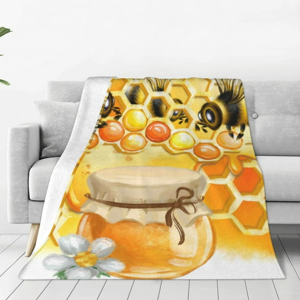 Balery Honey Bee Manta de Felpa Suave y Acogedora – Cobija de Franela Aterciopelada para Cama, Lavable y Cálida para Sofá, Mascotas, Transpirable-60"x50"