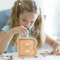 thumbnail image 2 of Gallickan Piggy Banks for Kids, Wooden Letter Piggy Bank Alphabet Cash Coin Bank, Encourages Early , Gifts for Birthday, Christmas, B, 2 of 6