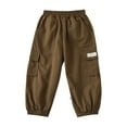 thumbnail image 2 of Kids Workwear Pants 2026 New, Spring Fall Casual Wide Leg Cargo Pants for Boys and Girls, Elastic Waist & Cuff Loose Fit Trousers for Daily Wear Brown 130, 2 of 6