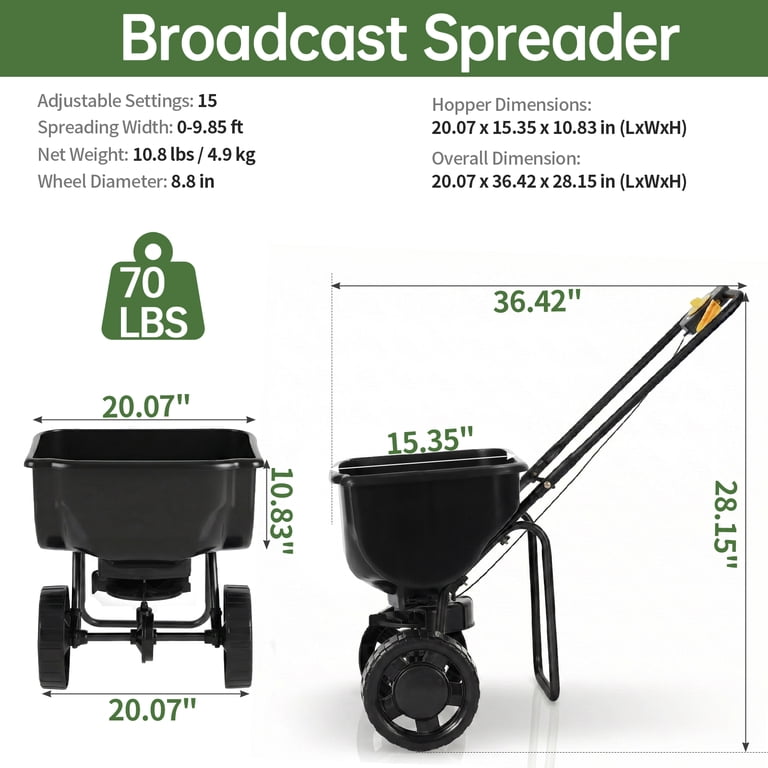 Zimtown 10in Garden Push Cart, 15-Speed Adjustable Fertilizer