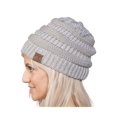 thumbnail image 2 of Trendy Warm Chunky Soft Stretch Cable Knit Slouchy Beanie Skully HAT20A - Silver, 2 of 3