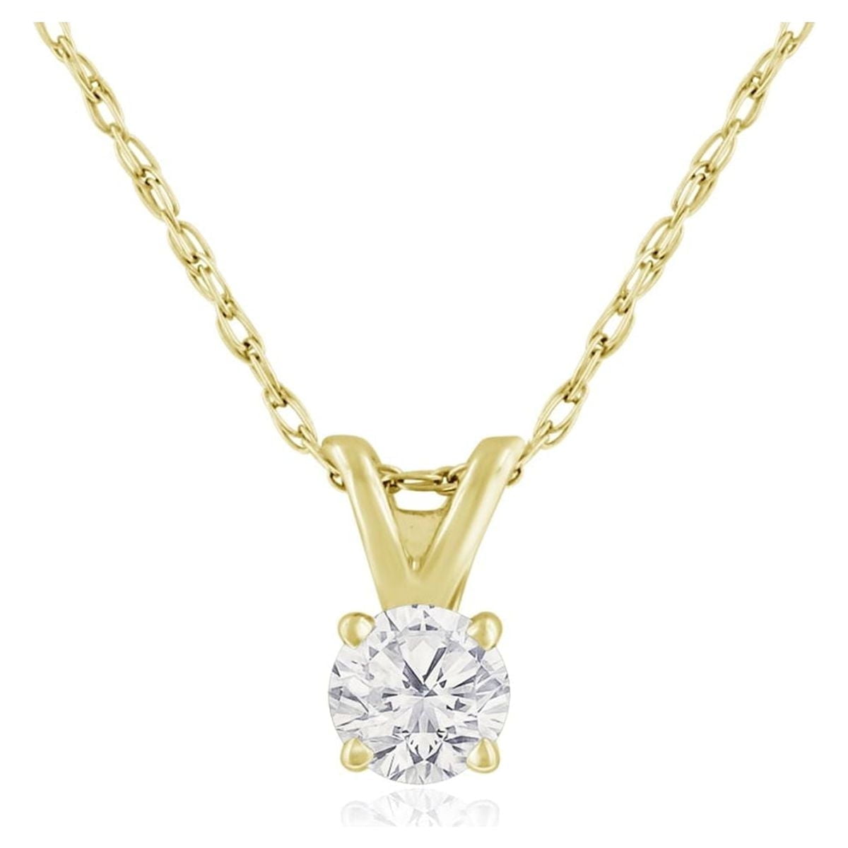 SuperJeweler 14 Karat Yellow Gold 1/6 Carat Diamond Solitaire Necklace for Women, 18 Inches, Diamond Necklace for Women