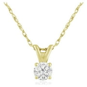 SuperJeweler 14 Karat Yellow Gold 1/6 Carat Diamond Solitaire Necklace for Women, 18 Inches, Diamond Necklace for Women