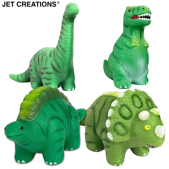 Dinosaur Squishy Toy Set of 4, Include T-Rex, Stegosaurus, Triceratops, and Brachiosaurus. Great Toys for Kids and Stress Relief for Adults