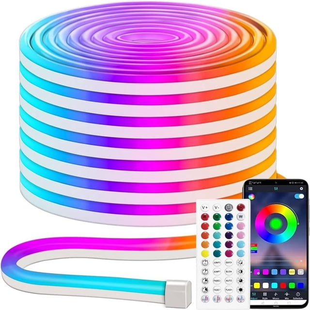 WANGQ LED Strip White 16.4ft/5m Neon Strip 12V Silicone Waterproof Flexible LED Neon Rope Light (Power Adapter Not Included)