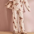 thumbnail image 2 of Pantalones de pijama individuales para mujer, sueltos, de primavera y otoño, con estampado de osos de dibujos animados, pantalones exteriores para usar en casa, pantalones casuales rectos, 2 of 5