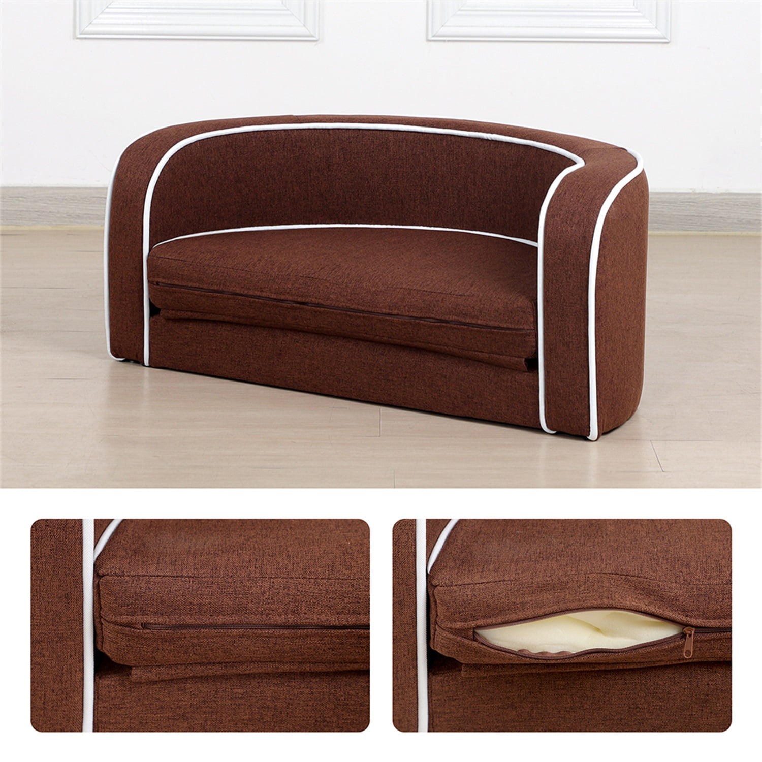 Pefilos 30" Round Pet Sofa, Dog Sofa Beds, Cat Sofa BedS, Brown Pefilos 30" Round Pet Sofa, Dog Sofa Beds, Cat Sofa BedS, Brown