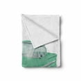 thumbnail image 2 of Cars Soft Flannel Fleece Throw Blanket, Veteran Classical Green Car Historic Vintage Vehicle in Cartoon Style, Cozy Plush for Indoor and Outdoor Use, 50" x 70", Mint Green Pale Grey, by Ambesonne, 2 of 6