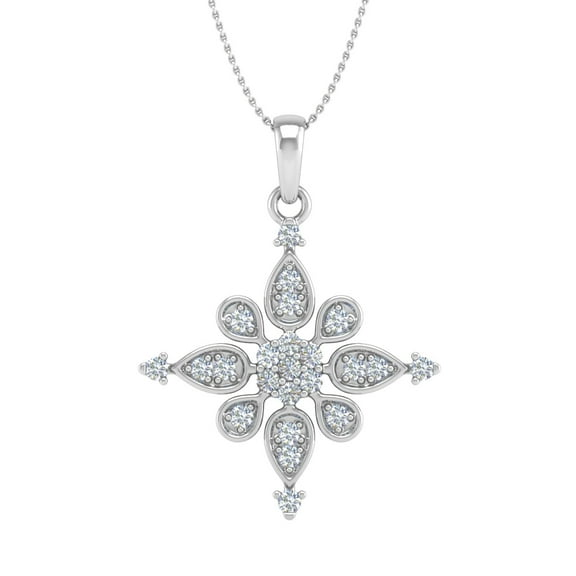 1/4 Carat Diamond Fashion Pendant Necklace in 14K White Gold (Silver Chain Included) (SI1-SI2 Clarity)