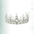 thumbnail image 3 of ifundom - Corona para tarta, elegante adorno de carámbano para tarta, tiara de cristal para boda, decoración para tarta, suministros de cumpleaños, tocado, corona, adornos (plata), 3 of 4