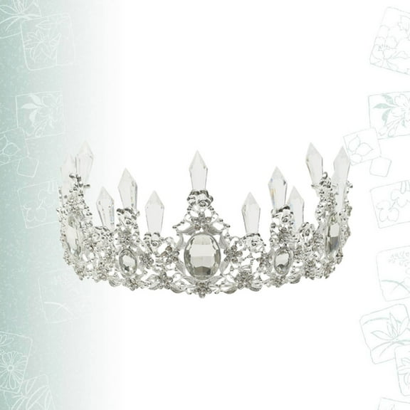 OUNONA Cake Crown Elegant Cake Topper Crystal Wedding Tiara Cake Decoration Birthday Supplies Headdress Crown Ornaments (Silver)