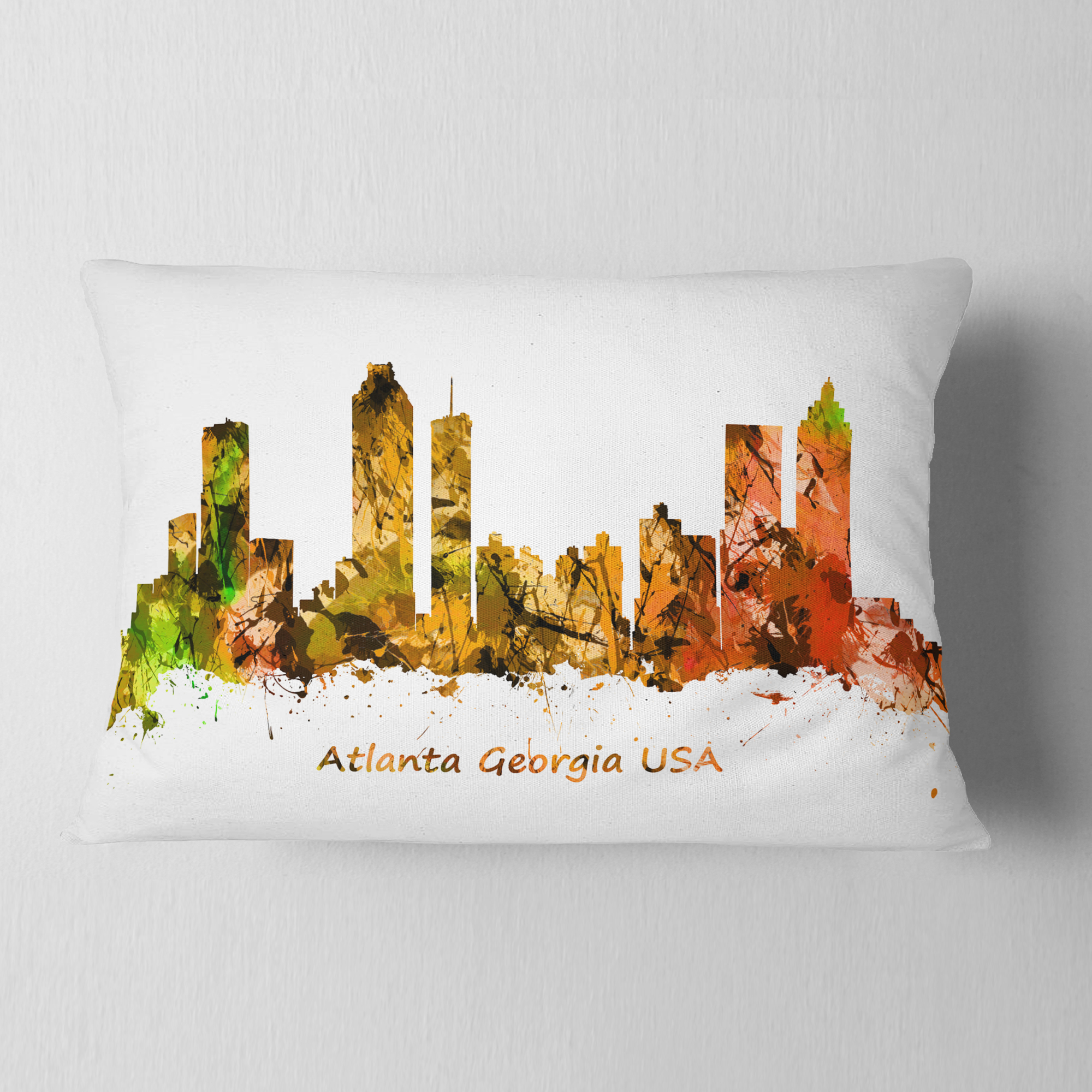 Designart Atlanta Georgia Skyline - Cityscape Throw Pillow - 12x20