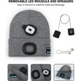 thumbnail image 3 of Unisex Bluetooth Beanie Hat with Light, Upgraded Musical Knitted Cap, LED Hat for Running Hiking, for Men Women Dad(Grey), 3 of 6