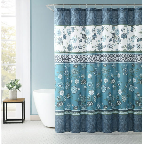 Dream Home Blue Teal Navy Green, Teal Grey White Shower Curtain