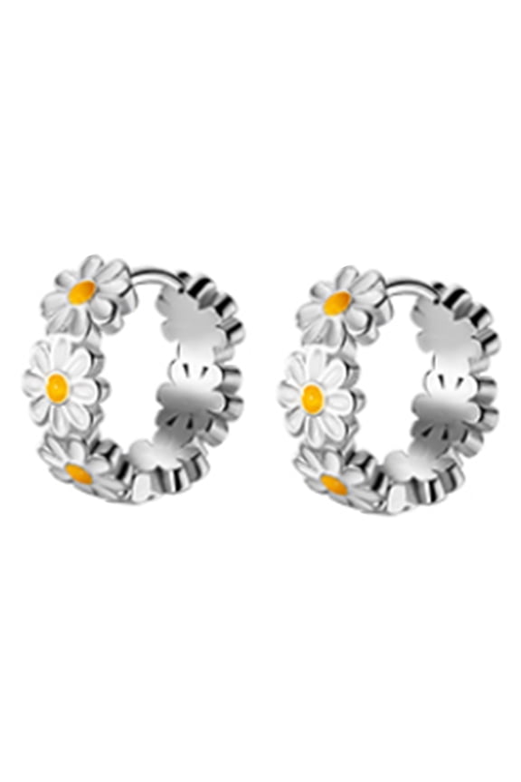 Small Daisy Flower Hoops Earrings Gift for Women Sensitive Ears Fashion Hypoallergenic Jewelry Exquisite Huggie Earrings