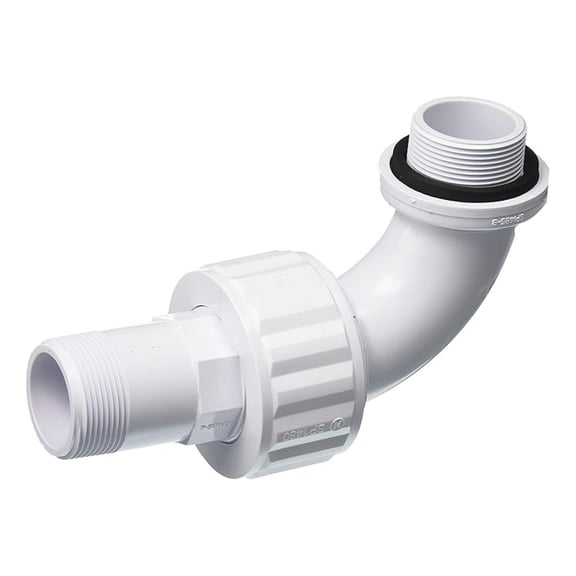 SP1485 1-1/2-Inch MIP White Full-Flo 90-Degree Sweep Elbow Self-Aligning Double Male End Union